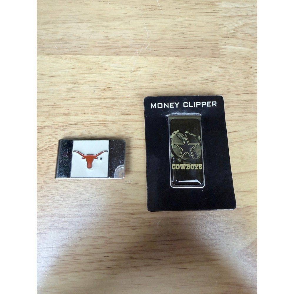 Dallas Cowboys NFL & Texas Longhorns NCAA Metal Money Clip Set 2pc Bundle